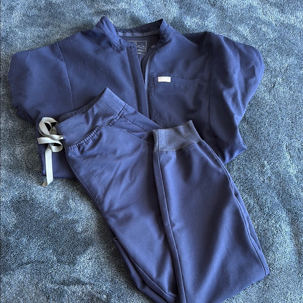 Figs Navy Blue Jogger Scrub Pant with Relaxed Fit Top